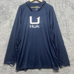 Huk Shirt Mens XXXL 3XL Blue Icon Performance Hoodie Ice Cooling Quick Dry